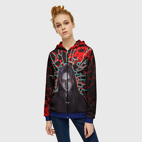 Женская толстовка на молнии Pyrokinesis / 3D-Синий – фото 3