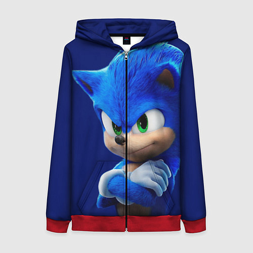 Женская толстовка на молнии SONIC / 3D-Красный – фото 1
