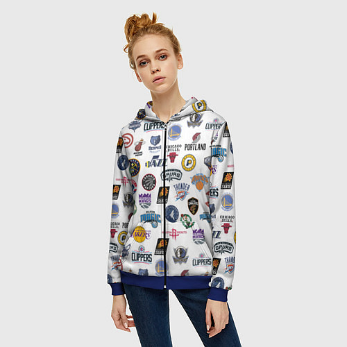 Женская толстовка на молнии NBA Pattern / 3D-Синий – фото 3