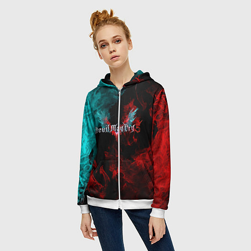 Женская толстовка на молнии DEVIL MAY CRY / 3D-Белый – фото 3