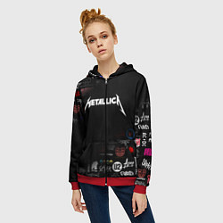 Толстовка на молнии женская Metallica, цвет: 3D-красный — фото 2