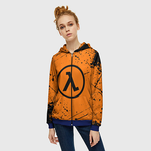 Женская толстовка на молнии HALF-LIFE / 3D-Синий – фото 3