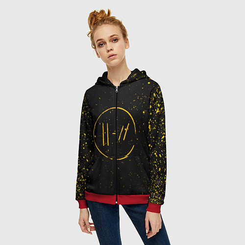 Женская толстовка на молнии TWENTY ONE PILOTS / 3D-Красный – фото 3