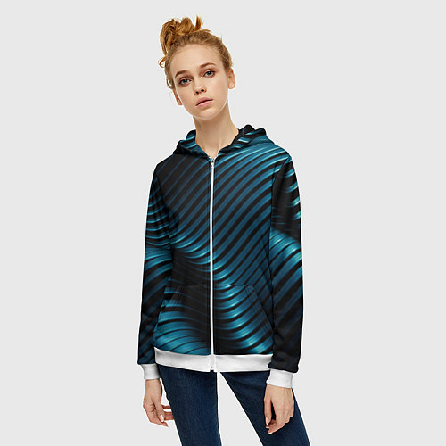 Женская толстовка на молнии Плавность, / 3D-Белый – фото 3