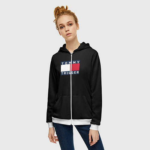 Женская толстовка на молнии Tommy Hilfiger, tommy trigger / 3D-Белый – фото 3