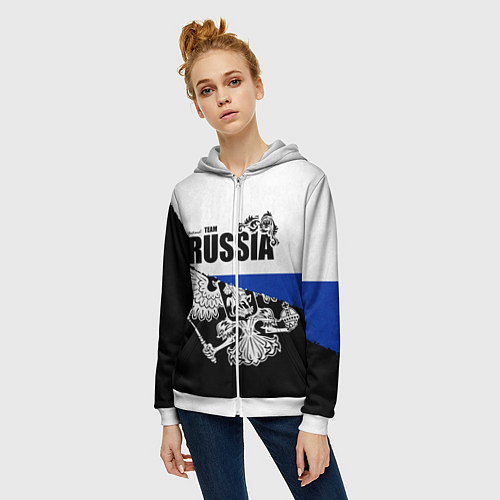Женская толстовка на молнии Russia / 3D-Белый – фото 3