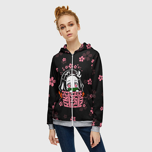 Женская толстовка на молнии KIMETSU NO YAIBA / 3D-Меланж – фото 3