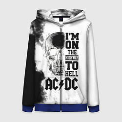 Толстовка на молнии женская I'm on the highway to hell ACDC, цвет: 3D-синий