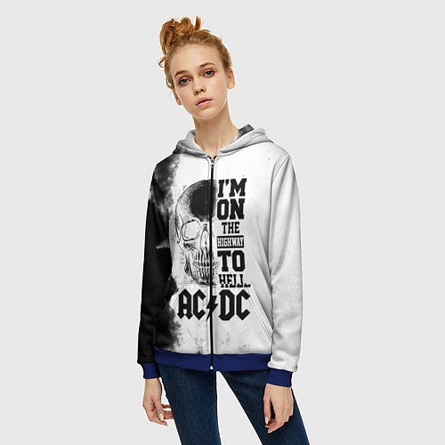 Женская толстовка на молнии I'm on the highway to hell ACDC / 3D-Синий – фото 3