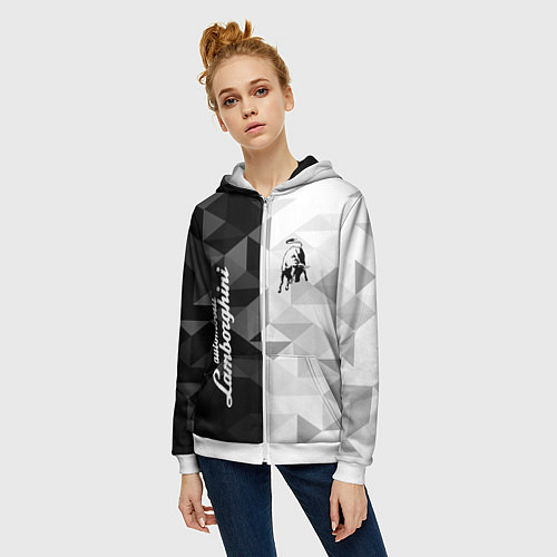 Женская толстовка на молнии Lamborghini / 3D-Белый – фото 3