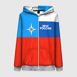 Толстовка на молнии женская Флаг МЧС России, цвет: 3D-меланж