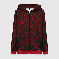 Толстовка на молнии женская Ветви, цвет: 3D-красный