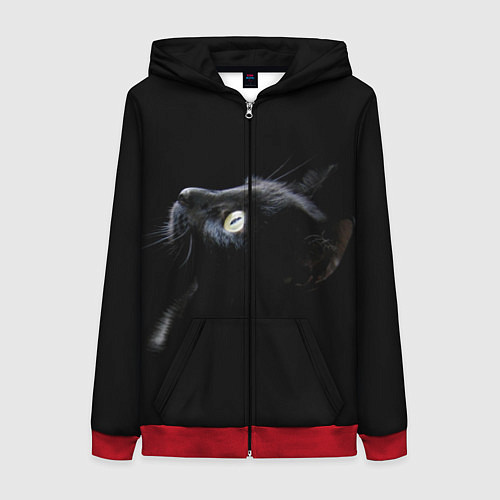 Женская толстовка на молнии Кот / 3D-Красный – фото 1