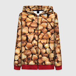 Толстовка на молнии женская Гречка, цвет: 3D-красный