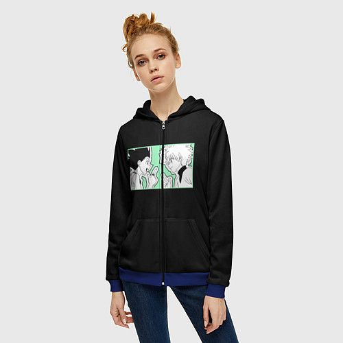 Женская толстовка на молнии Hunter x Hunter Гон и Киллуа / 3D-Синий – фото 3