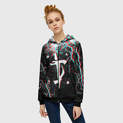 Толстовка на молнии женская DOOM ETERNAL GLITCH, цвет: 3D-черный — фото 2