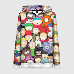 Толстовка на молнии женская South Park персонажи, цвет: 3D-белый