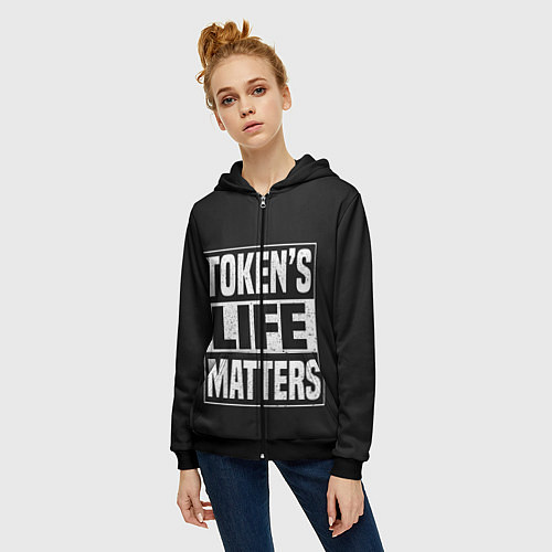 Женская толстовка на молнии TOKENS LIFE MATTERS / 3D-Черный – фото 3