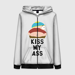Толстовка на молнии женская Kiss My Ass, цвет: 3D-черный