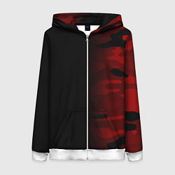 Толстовка на молнии женская RED BLACK MILITARY CAMO, цвет: 3D-белый