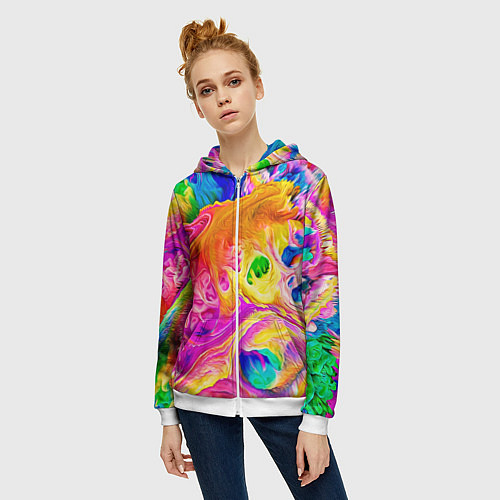 Женская толстовка на молнии TIE DYE / 3D-Белый – фото 3