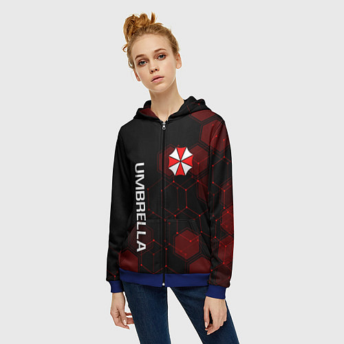 Женская толстовка на молнии UMBRELLA CORP / 3D-Синий – фото 3