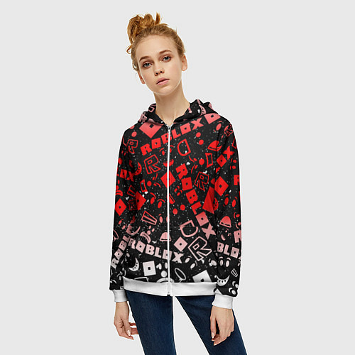 Женская толстовка на молнии Roblox / 3D-Белый – фото 3