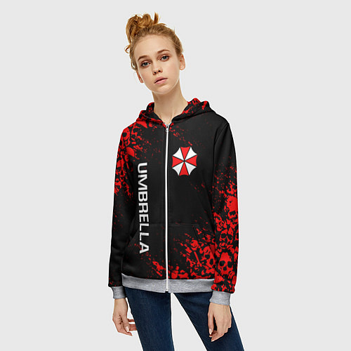 Женская толстовка на молнии UMBRELLA CORP / 3D-Меланж – фото 3
