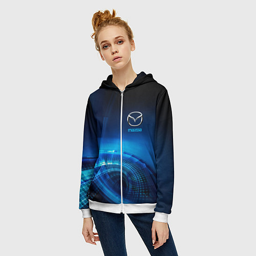 Женская толстовка на молнии MAZDA / 3D-Белый – фото 3
