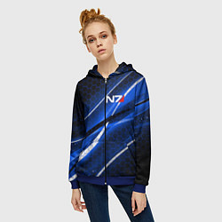 Толстовка на молнии женская MASS EFFECT N7, цвет: 3D-синий — фото 2