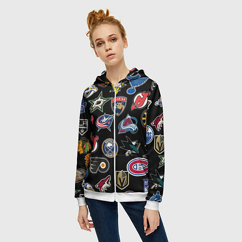 Женская толстовка на молнии NBA PATTERN / 3D-Белый – фото 3