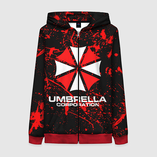 Женская толстовка на молнии Umbrella Corporation / 3D-Красный – фото 1