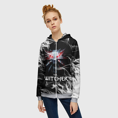 Женская толстовка на молнии ВЕДЬМАК / 3D-Меланж – фото 3