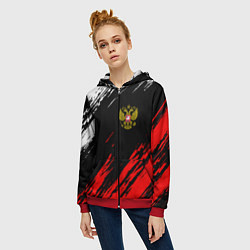 Толстовка на молнии женская РОССИЯ, цвет: 3D-красный — фото 2