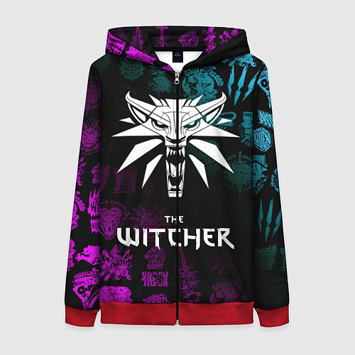 Женская толстовка на молнии ВЕДЬМАК / 3D-Красный – фото 1