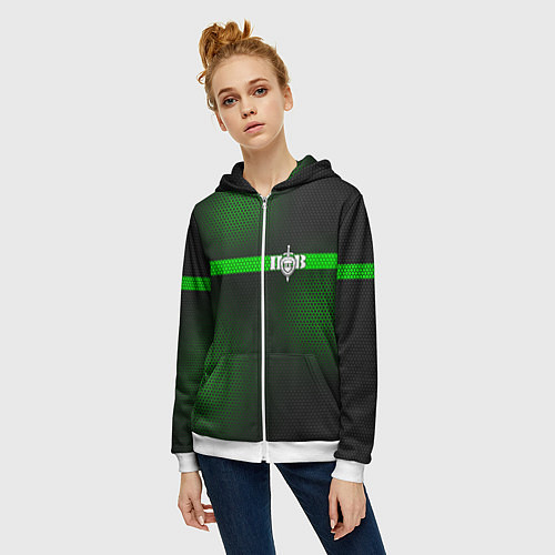 Женская толстовка на молнии Пограничные Войска / 3D-Белый – фото 3