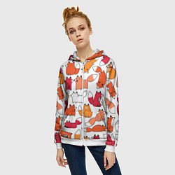 Толстовка на молнии женская Милые лисы, цвет: 3D-белый — фото 2