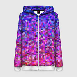 Толстовка на молнии женская Треугольники мозаика пиксели, цвет: 3D-белый