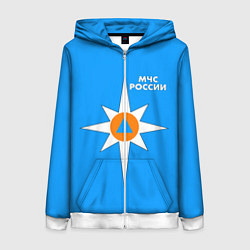 Толстовка на молнии женская МЧС России, цвет: 3D-белый