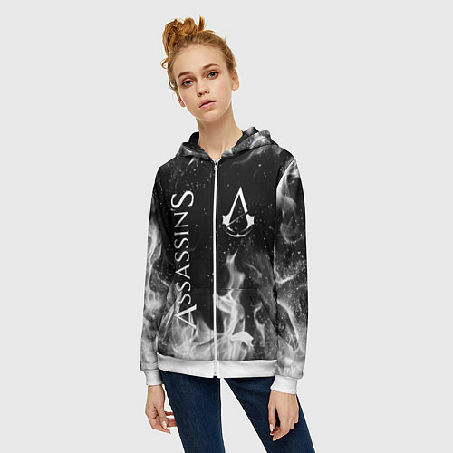 Женская толстовка на молнии ASSASSINS CREED / 3D-Белый – фото 3