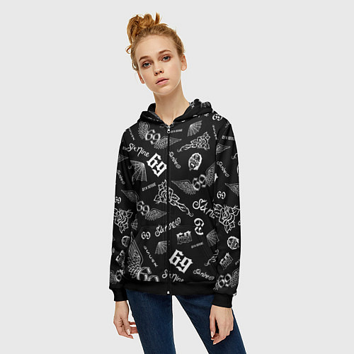 Женская толстовка на молнии 6IX9INE / 3D-Черный – фото 3