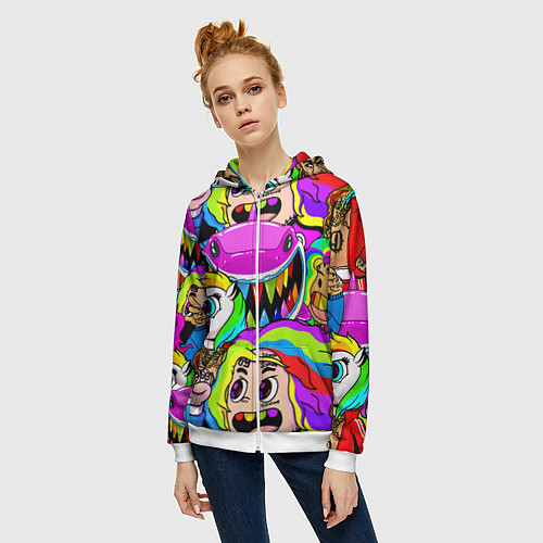 Женская толстовка на молнии 6IX9INE / 3D-Белый – фото 3