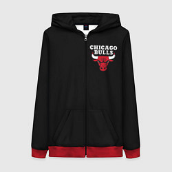 Толстовка на молнии женская CHICAGO BULLS, цвет: 3D-красный