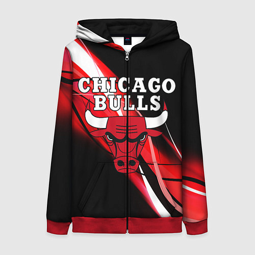 Женская толстовка на молнии CHICAGO BULLS / 3D-Красный – фото 1
