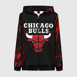 Толстовка на молнии женская CHICAGO BULLS, цвет: 3D-черный