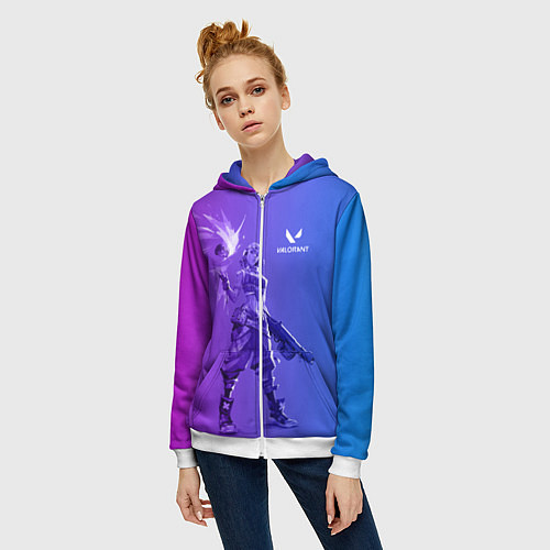 Женская толстовка на молнии Valorant / 3D-Белый – фото 3