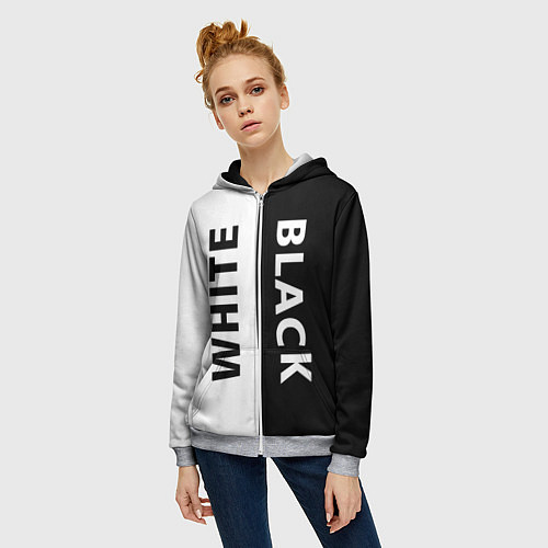 Женская толстовка на молнии BLACK & WHITE / 3D-Меланж – фото 3