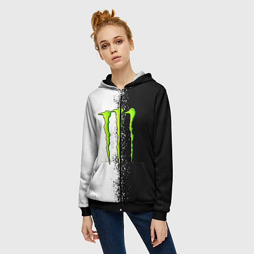 Женская толстовка на молнии MONSTER ENERGY / 3D-Черный – фото 3