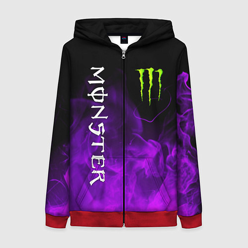 Женская толстовка на молнии MONSTER ENERGY / 3D-Красный – фото 1