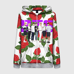 Толстовка на молнии женская BTS Roses White, цвет: 3D-меланж
